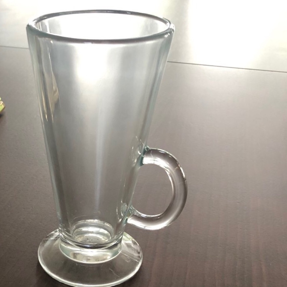 Set of Two Elegant Clear Footed Glass Coffee Mug with Handle
